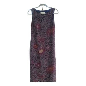 Petite Sophisticate Floral-Burgandy Maxi Dress Size 6 Vintage 90s Y2K U-Neck